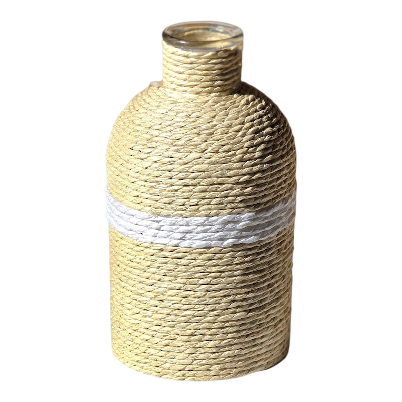 گلدان شیشه و حصیری وارداتی انگلیش هوم  