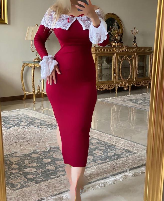 پیراهن سرشونه استین گیپور کد ۹۸۴