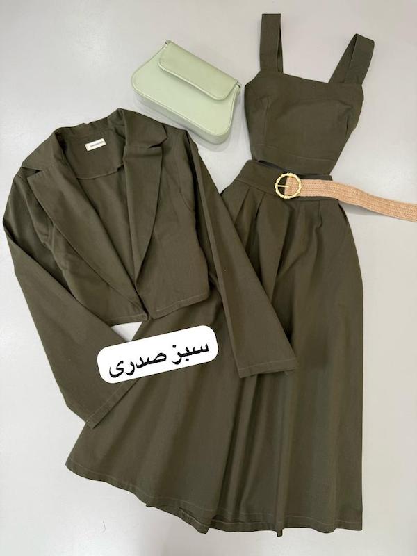 ست تیکه کت کراپ دامن کد ۱۰۱۷