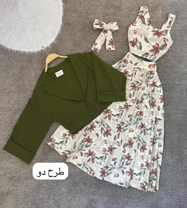 ست سه تيكه ( كت كراپ دامن ) کد۱۰۹۲