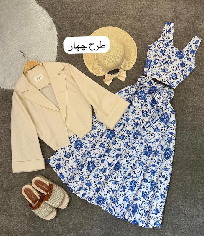 ست سه تيكه ( كت كراپ دامن ) کد۱۰۹۲