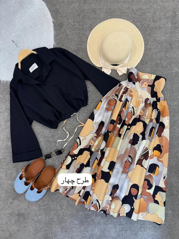 ست شوميز دامن ترند طرحدار هندى کد ۱۰۹۸