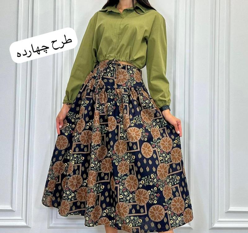 ست شوميز دامن ترند طرحدار هندى کد ۱۰۹۸