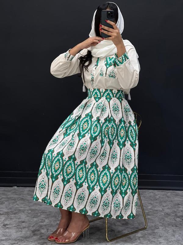 ست شومیز‌ دامن طرحدار کد ۲۱۲