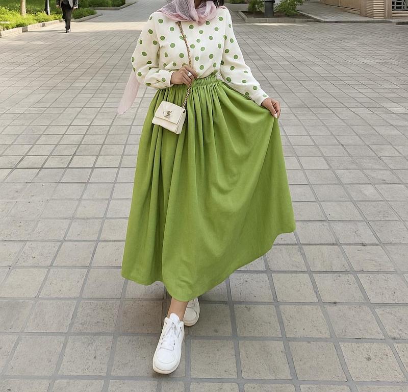دامن پر چین لینن کد ۱۲۷۷