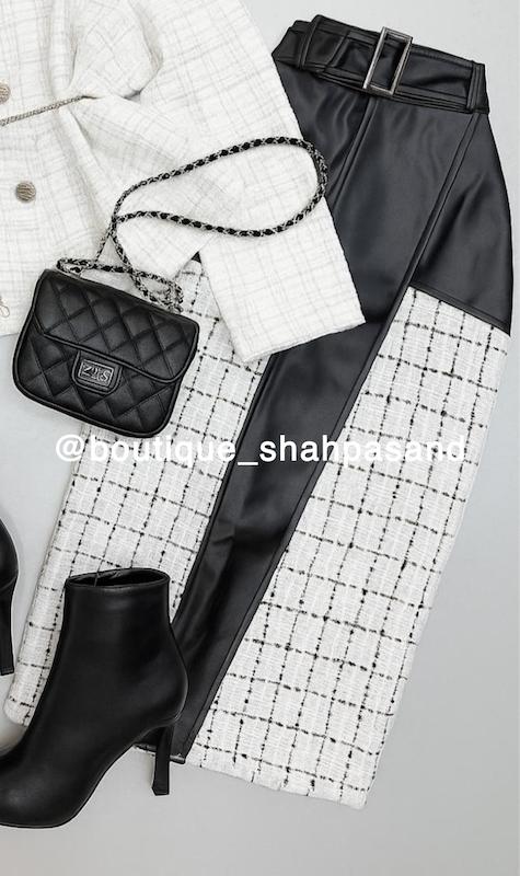 دامن ترکیب شنل و چرم کد ۱۴۳۸