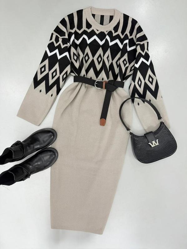 پیراهن بافت طرحدار کد ۱۴۸۵