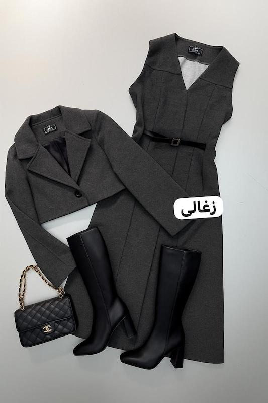 ست کت سارافن کمربند دار کد ۱۴۹۴