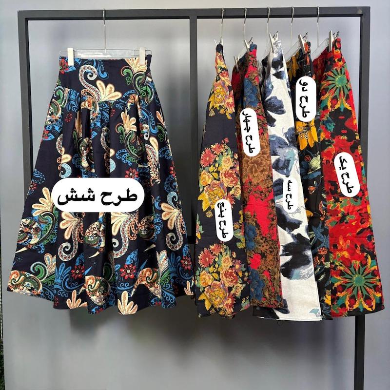 دامن لینن طرحدار کد ۱۶۶۸