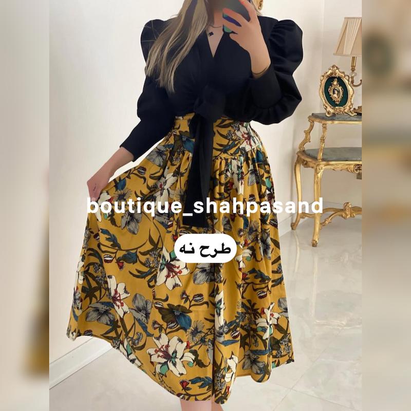 دامن لینن طرحدار کد ۱۶۶۸