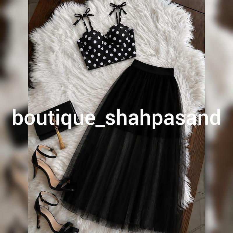 ست کراپ خالخالی دامن کد ۱۹۲۲