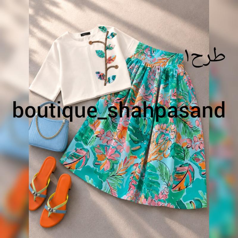 بلوز دامن طرحدار کد ۱۸۵۴