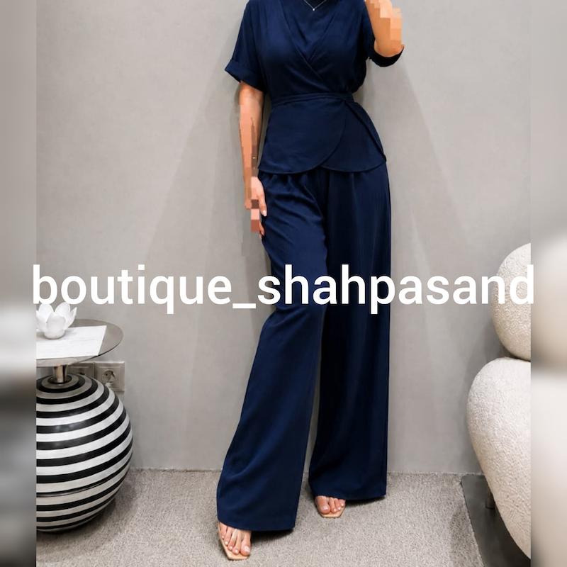 ست شومیز شلوار گره ای پری کد ۱۹۴۰