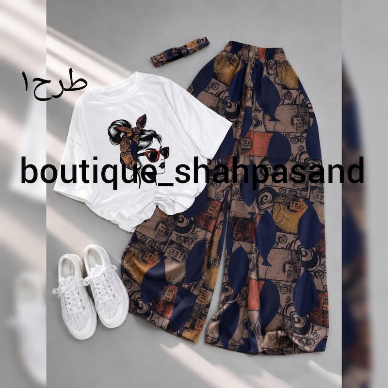 ست تیشرت شلوار هدبند کد ۱۹۶۷