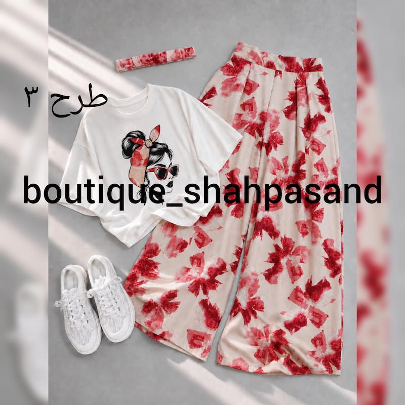 ست تیشرت شلوار هدبند کد ۱۹۶۷