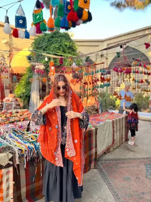 شال هندی نارنجی غنچه