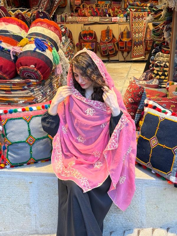 شال هندی صورتی نور