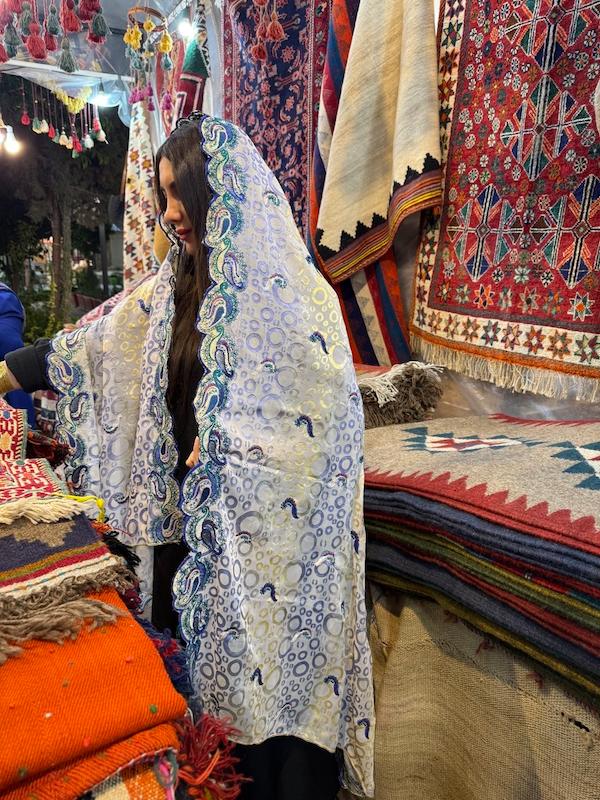 شال هندی سفید ترمه