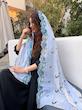 شال هندی ترمه سفید آبی112