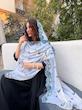 شال هندی ترمه سفید آبی112