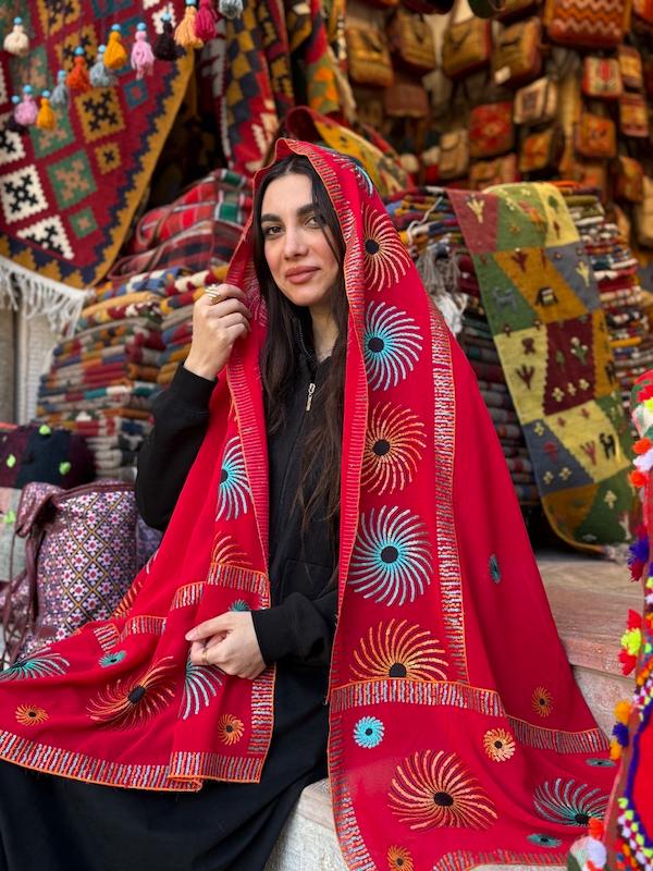 شال هندی قرمز ثریا