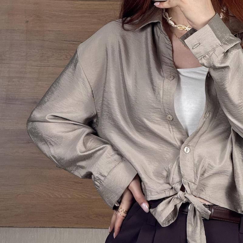 شومیز لینن کریستال گره ای