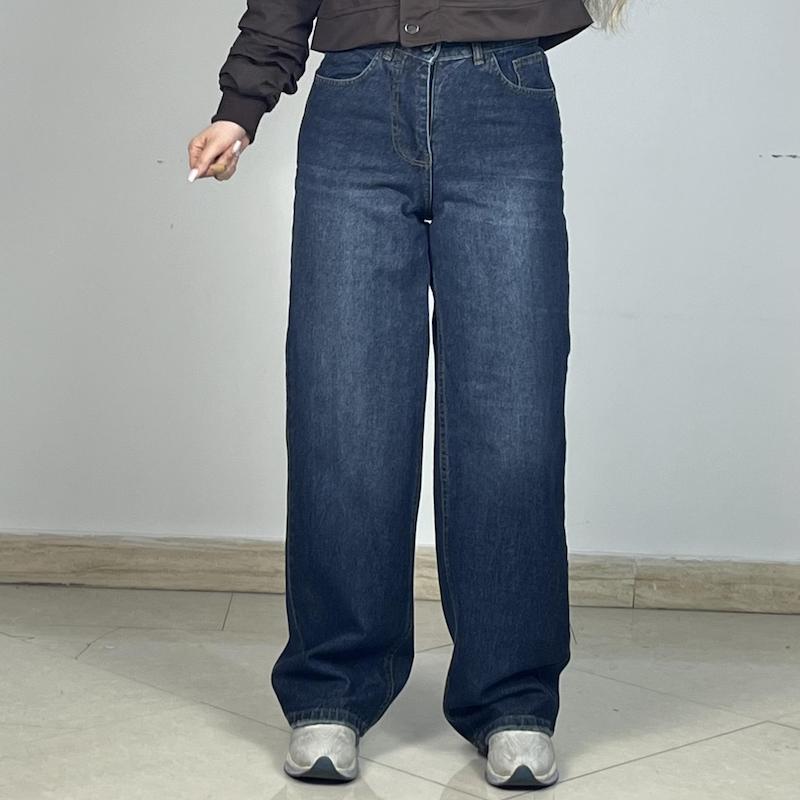 شلوار جین نیم بگ سرمه ای