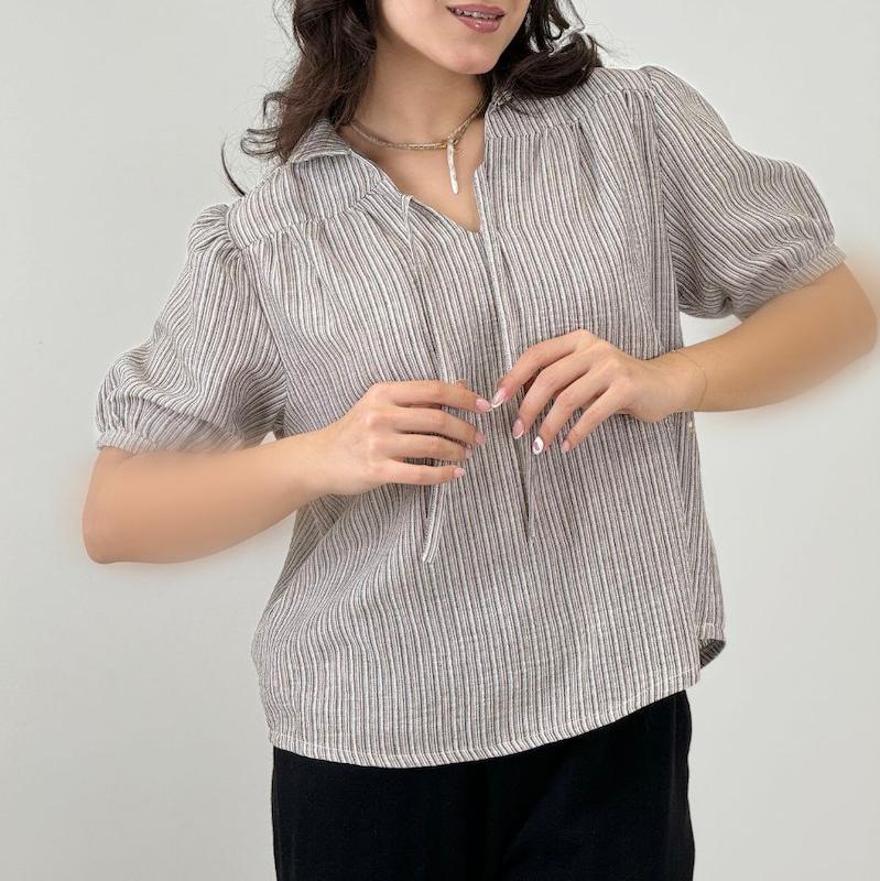 شومیز لینن ملانژ عروسکی  -61523