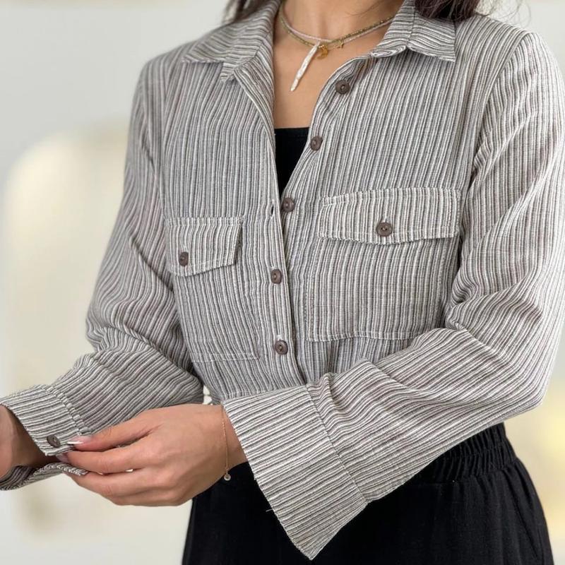 شومیز کراپ لینن ملانژ پایین گت-61530 