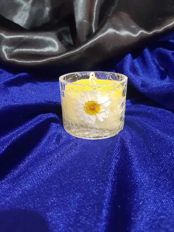 شمع بابونه شیشه ای