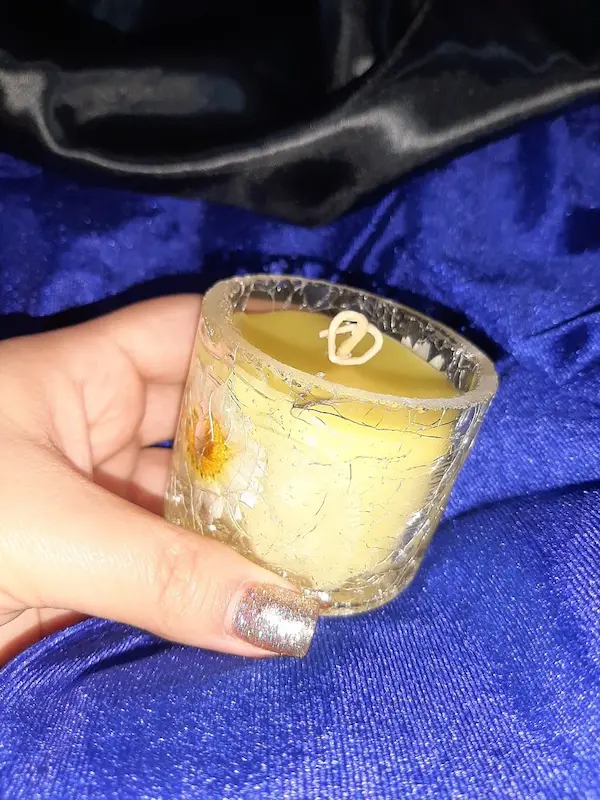 شمع بابونه شیشه ای