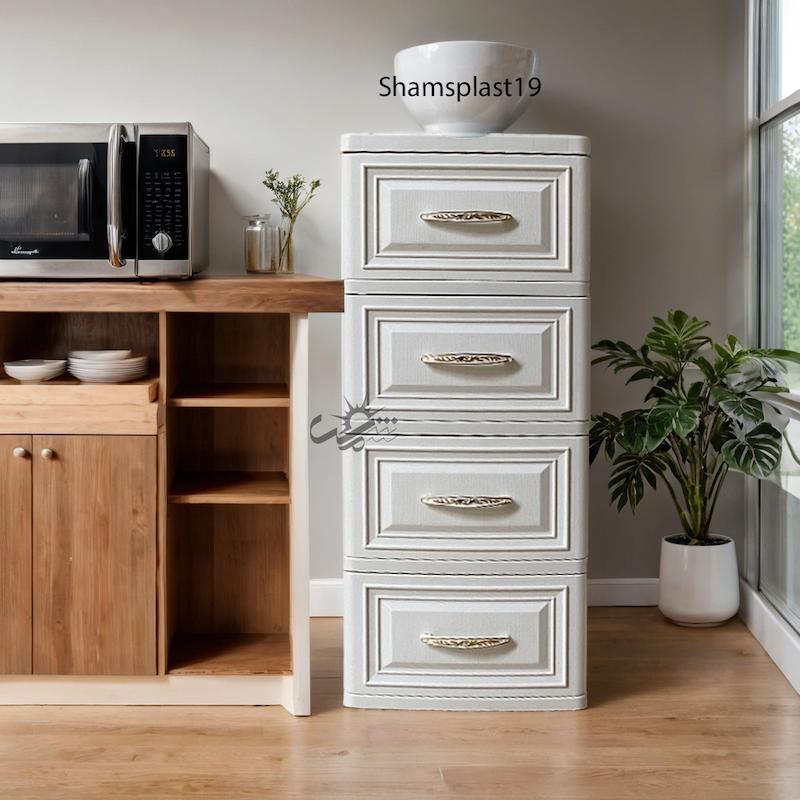 فایل کشویی پلاستیکی طرح چوب 4 طبقه ( کد 624 )