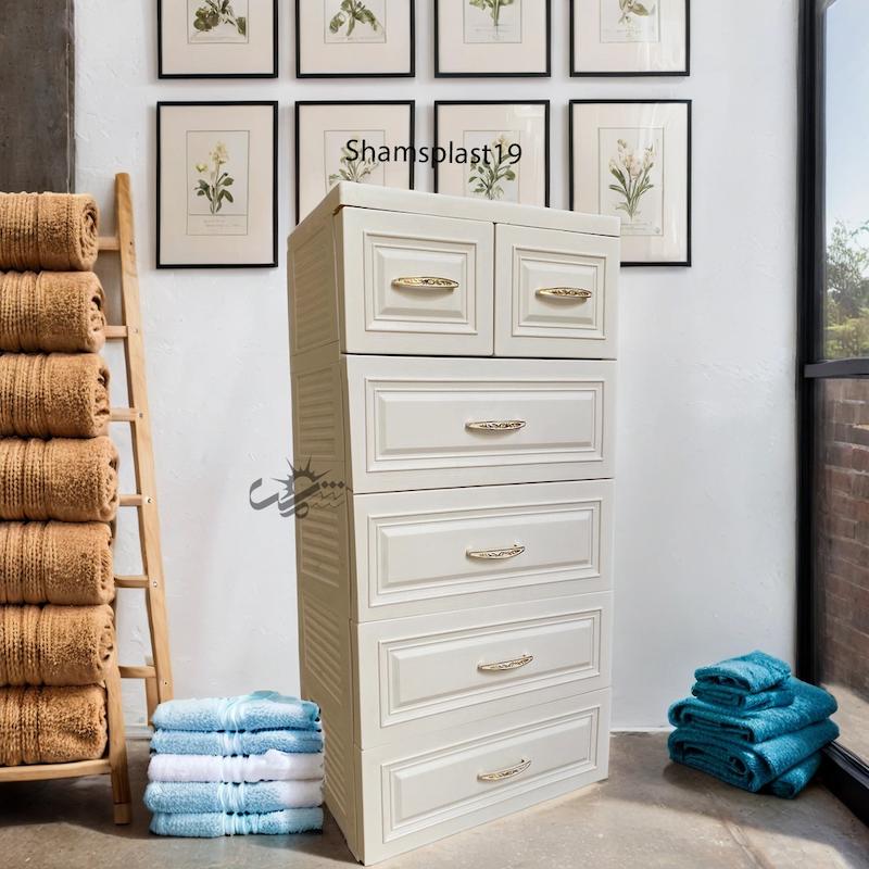 فایل ( دراور ) کشویی پلاستیکی طرح چوب 5 طبقه کد725