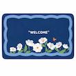 پادری چاپی آبی با گل‌های سفید و نوشته WELCOME
