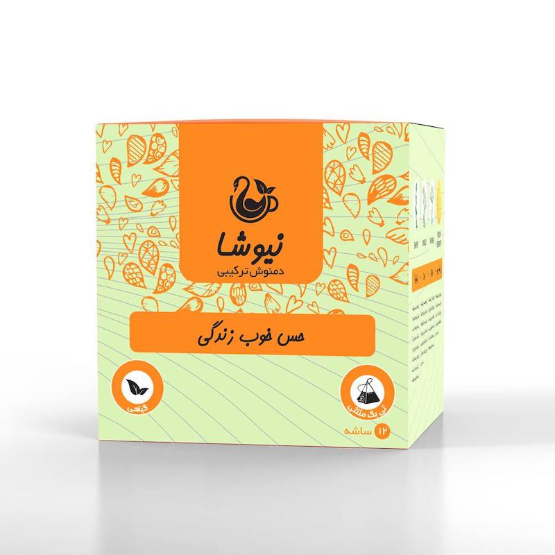 دمنوش ترکیبی نیوشا – مدل «حس خوب زندگی» (۱۲ ساشه مثلثی)