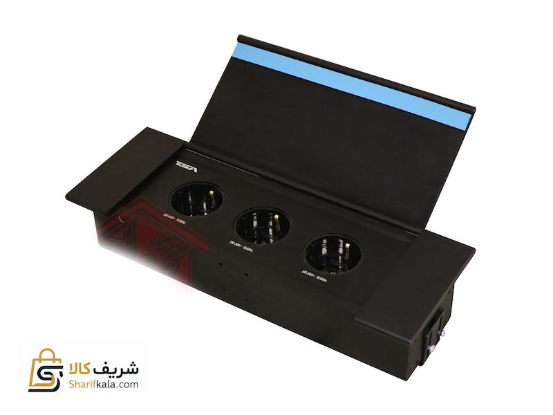 پریز برق توکار کابینت سه سوکت تیسا 303