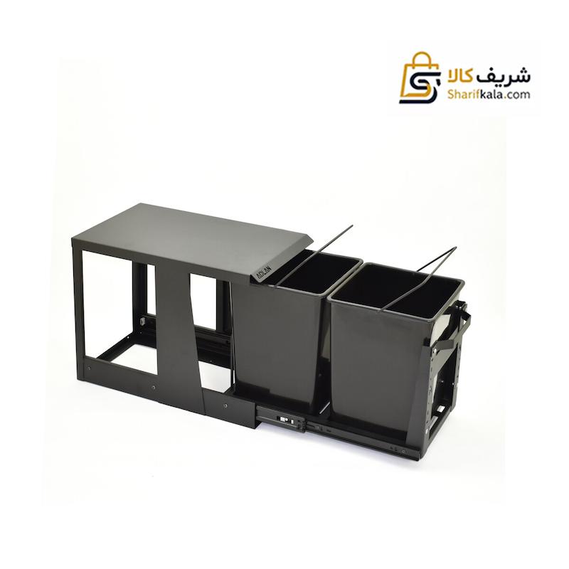 سطل زباله مشکی دومخزنه کوچک ریل کف (24لیتری) – سلما