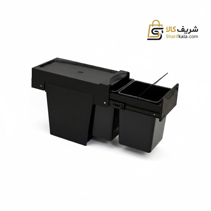  سطل زباله مشکی دومخزنه ریلی (24 لیتری) – هایلو