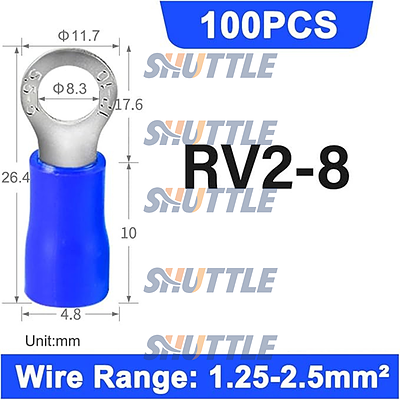 سرسیم گرد سایز 2 سوراخ 8 مدل RV2-8 برند shuttle (بسته 100 عددی)