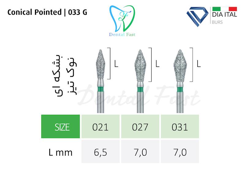 فرز بشکه ای نوک تیز G-033  دیا ایتالیا