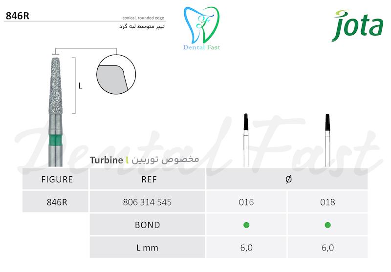 فرز الماسی تیپر  فلت اند متوسط با لبه گرد 846R جوتا