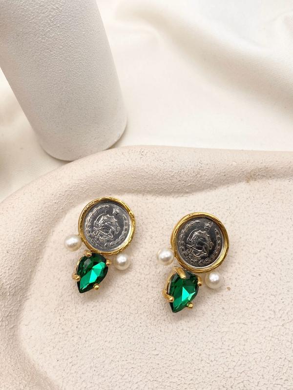 گوشواره زمرد و مروارید 