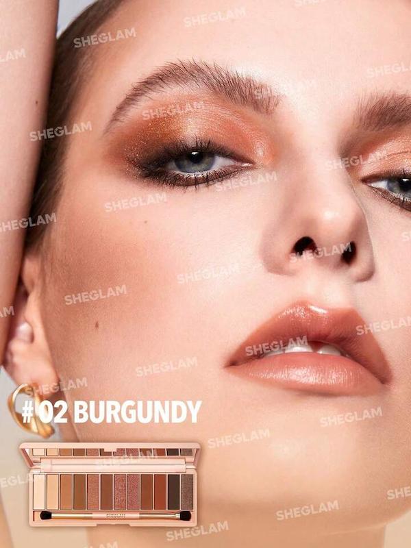 پالت سایه ۱۲ رنگ همراه با براش رنگ Burgundy شیگلم