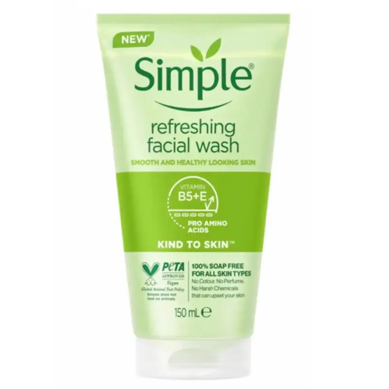 فیس واش صورت سیمپل مدل Refreshing مناسب برای پوست‌های حساس حجم 150ml