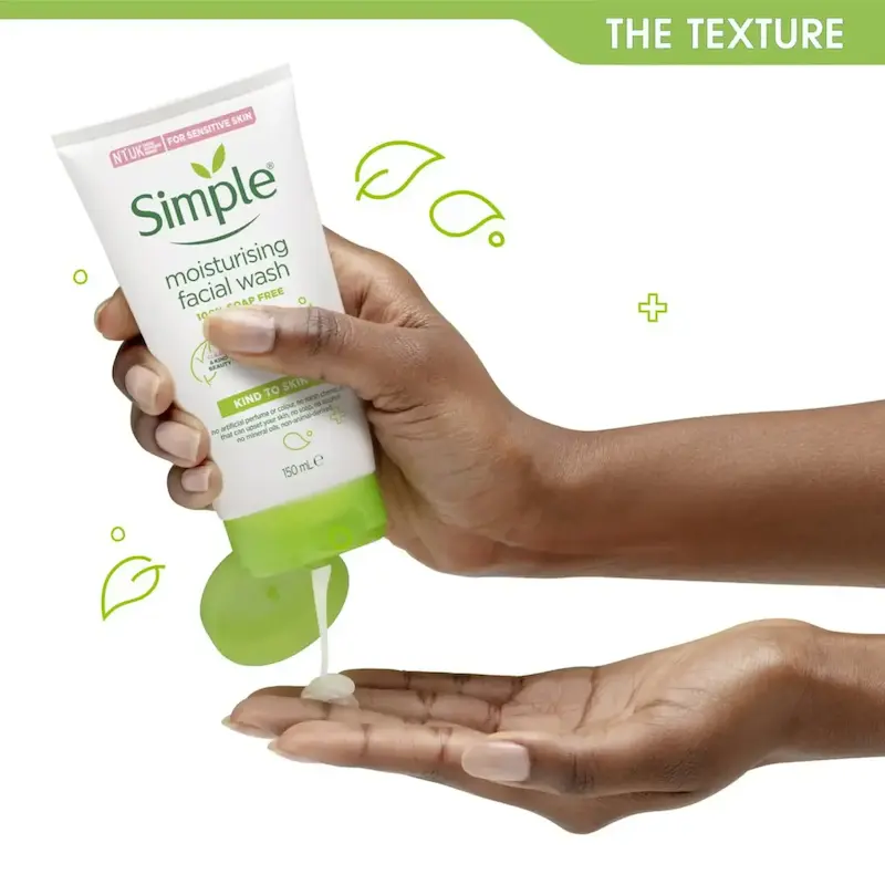 فیس واش صورت سیمپل مدل Moisturising مناسب پوست‌های خشک و حساس حجم 150ml