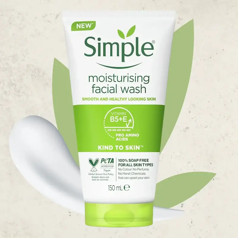 فیس واش صورت سیمپل مدل Moisturising مناسب پوست‌های خشک و حساس حجم 150ml