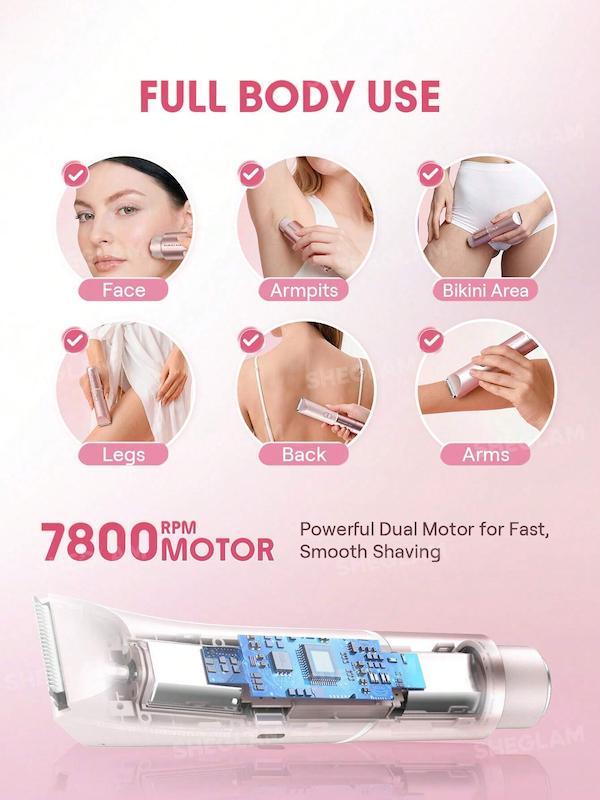 شیور شارژی صورت و بدن با موزن و اصلاح‌کننده مو شیگلم SHEGLAM Shaver اورجینال