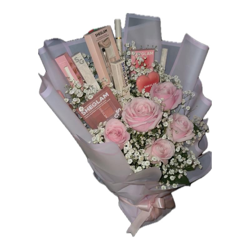 دسته گل آرایشی صورتی Baby pink 🌸