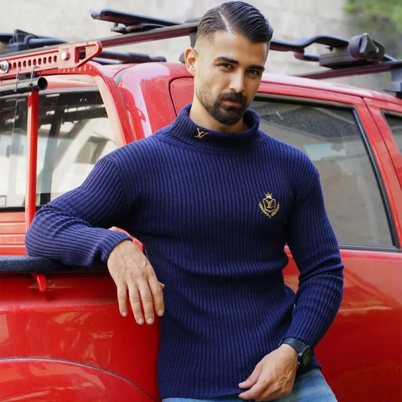 بافت یقه اسکی سورمه ایی 