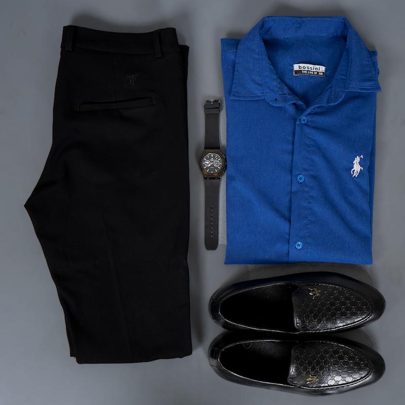 پیراهن آبی نفتی مدل vQ